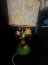 Lambs  Ivy Dena Happi Tree Owl Baby Nursery Lamp Girls Room Pink Paisley As Is