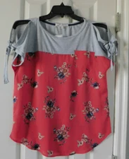 JOLT Round Neck Cold Shoulder Short Sleeve Top Juniors Large NEW