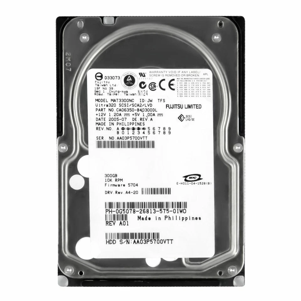 Disco Rigido Dell 0G5078 MAT3300NC 300GB 10000U/Min SCSI 80pin 8MB 3.5 " - Immagine 3 di 3