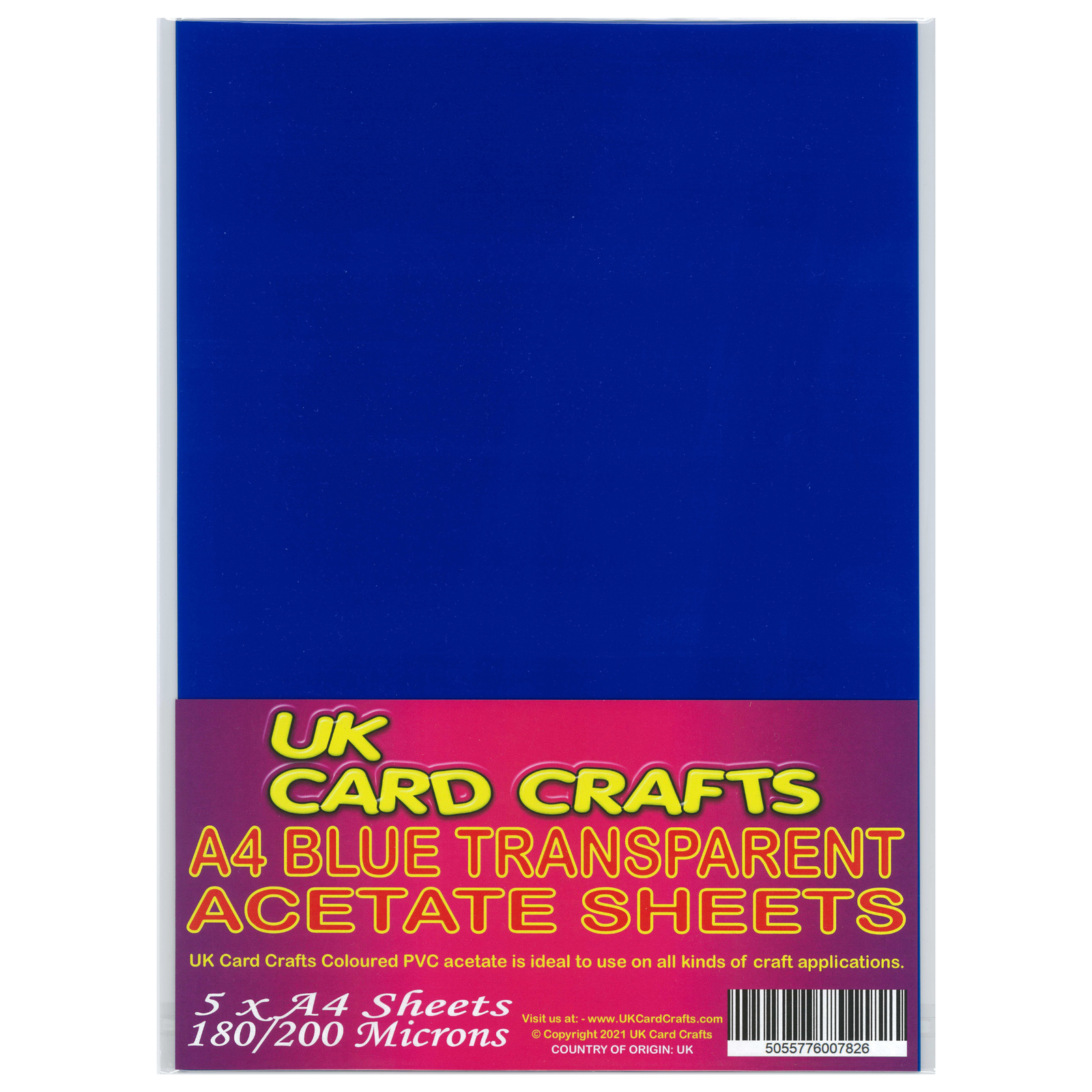 5 x A4 Transparent Blue Acetate Sheets 200 Micron, Crafts, Dyslexia Overlay Read