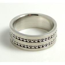 Alliance Women Men Teenage Steel Ring New 2 Inlaid Pearl Chains