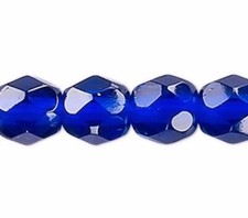 Cobalt Blue Czech Fire Polished 4mm Faceted Round Glass Beads 1 Std 100