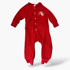 VTG Red Flannel Factory Infant Boys Size 9M Butt Flap Snap Pajamas USA 9 Months