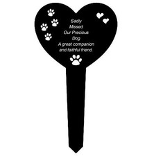 Black Memorial Heart Graveside Stake with Wording for a Precious Dog