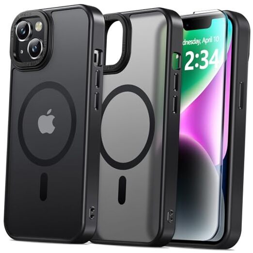 for iPhone 13 Case/iPhone 14 Case Compatible with MagSafe for iPhone 13 Black