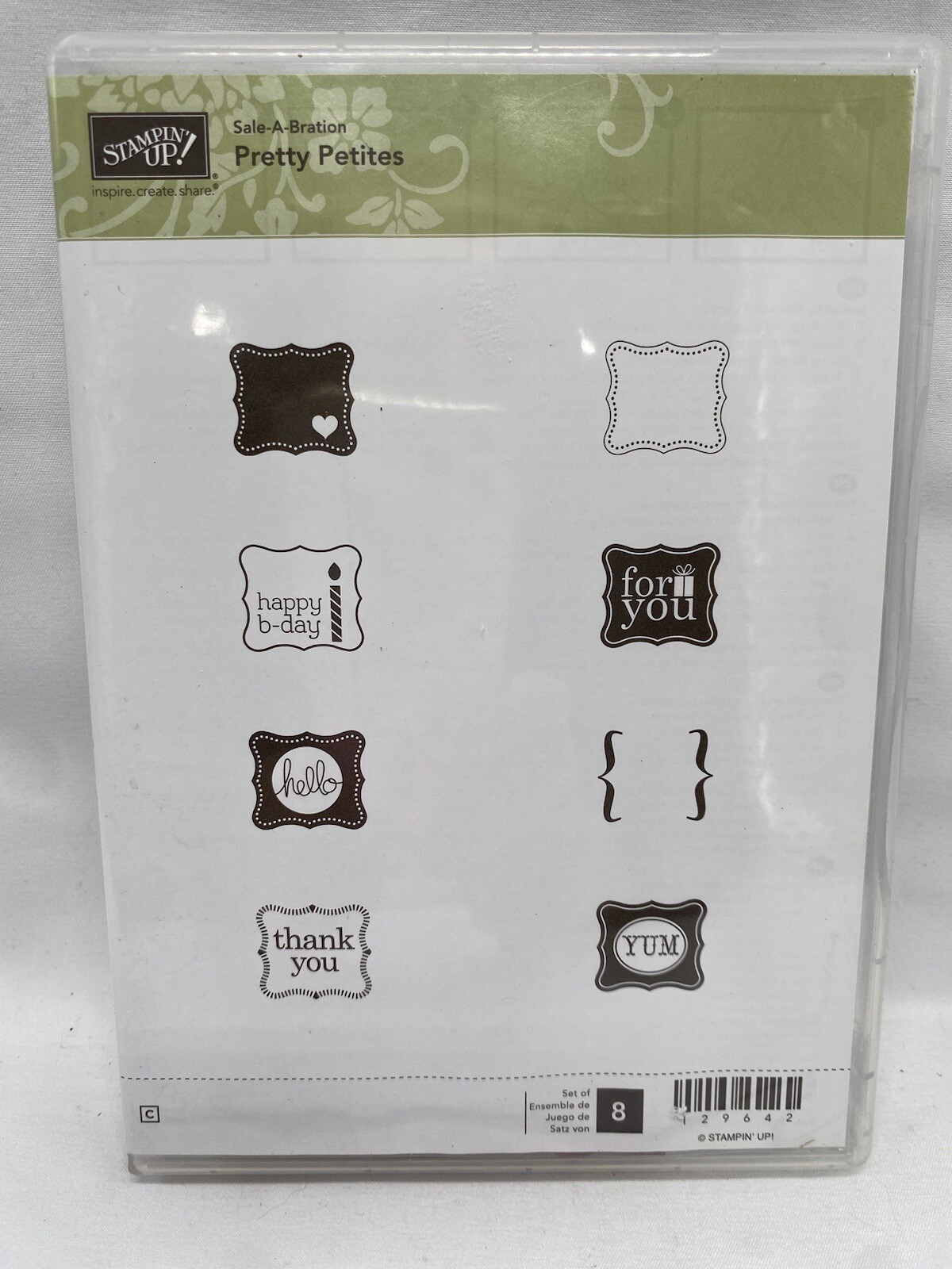 Stampin Up PRETTY PETITES Cling Rubber Stamps Set Of 8 B-day Hello Yum ...