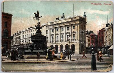 Piccadily Circus London England Monument County Fire Office Postcard