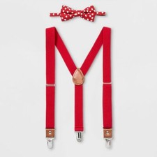 Boys' Hearts Bowtie & Suspenders Set - Cat & Jack One Size, Multi-Colored New