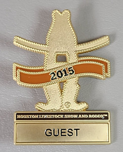 Houston Livestock Show Rodeo Pin Badge Guest 2015 Gold Tone