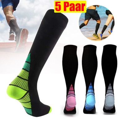 5 Paar Kompressionsstrümpfe Stützstrümpfe Laufsocken Kniestrümpfe Damen Herren