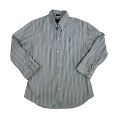 Ralph Lauren Sport Slim Fit Button Down Shirt Blue Pink Striped Color Pony Sz 10