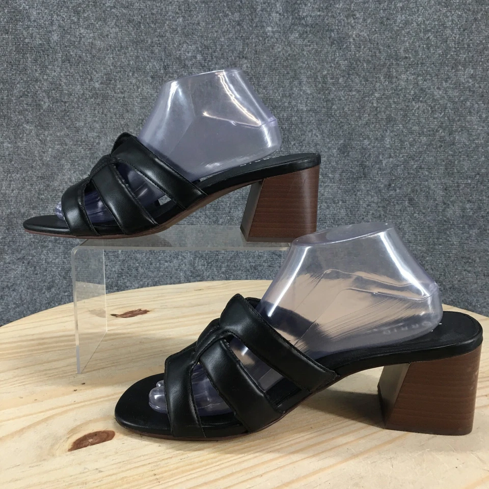 Torrid Sandals Womens 9.5 WW Slide Black Faux Leather Slip On Open Toe Block - Image 2 of 4