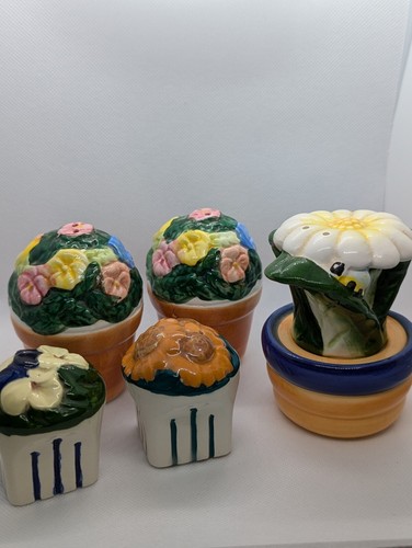 3 Sets Vintage Blumentopf Salz und Pfefferstreuer