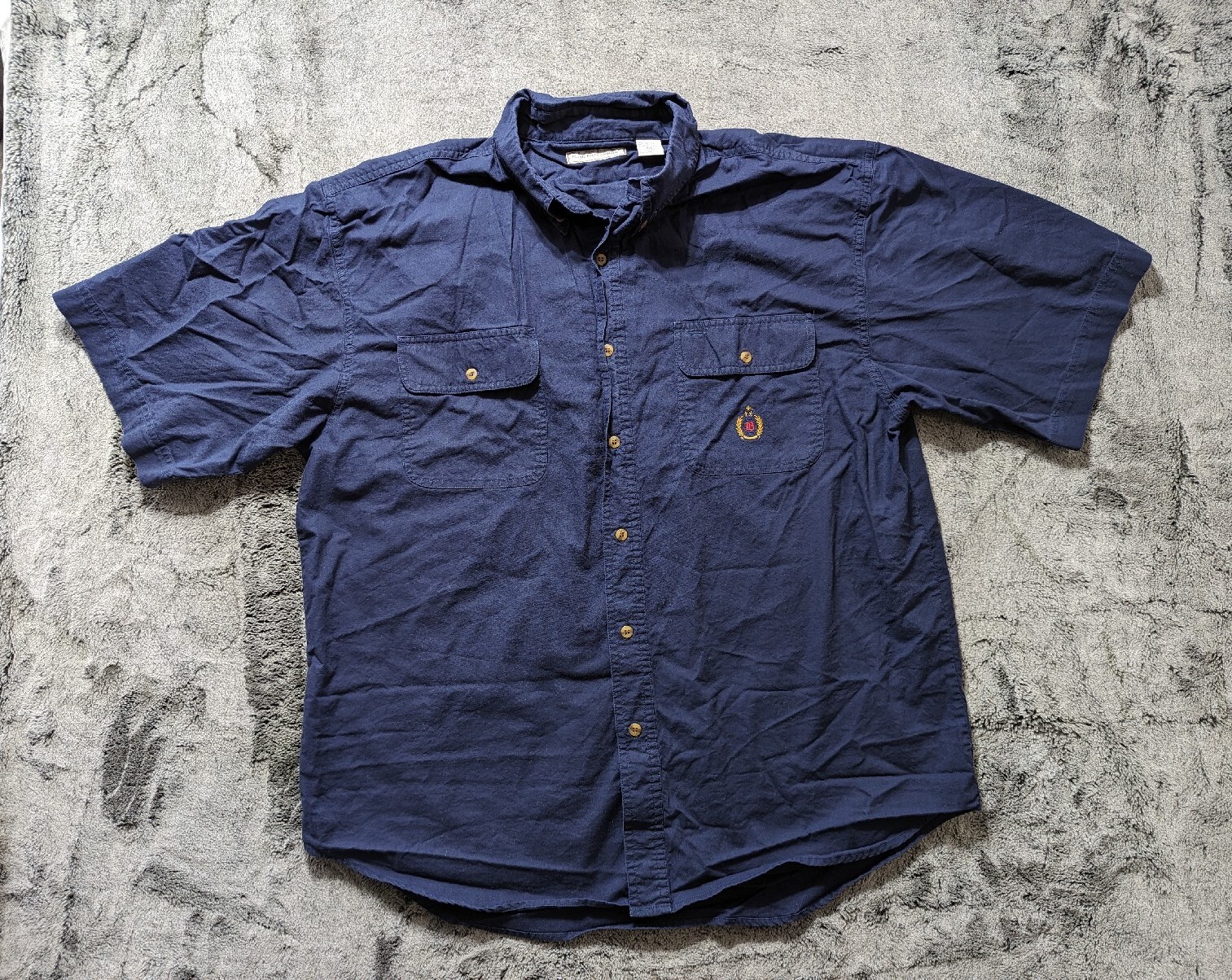 Bugle Boy Short Sleeve Button Down Shirt Men's Size XXL Blue