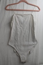 Women's Wild Fable M White cotton Rib Strap Full Bottom Leotard