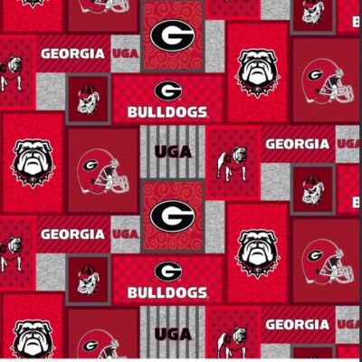 Georgia Bulldogs Fleece Fabric/NEW 2-yard piece/Free Shipping