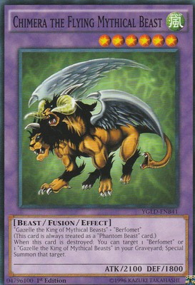yugioh mythical beast cards YUGIOH CARD CHIMERA THE FLYING MYTHICAL BEAST YGLD-ENB41