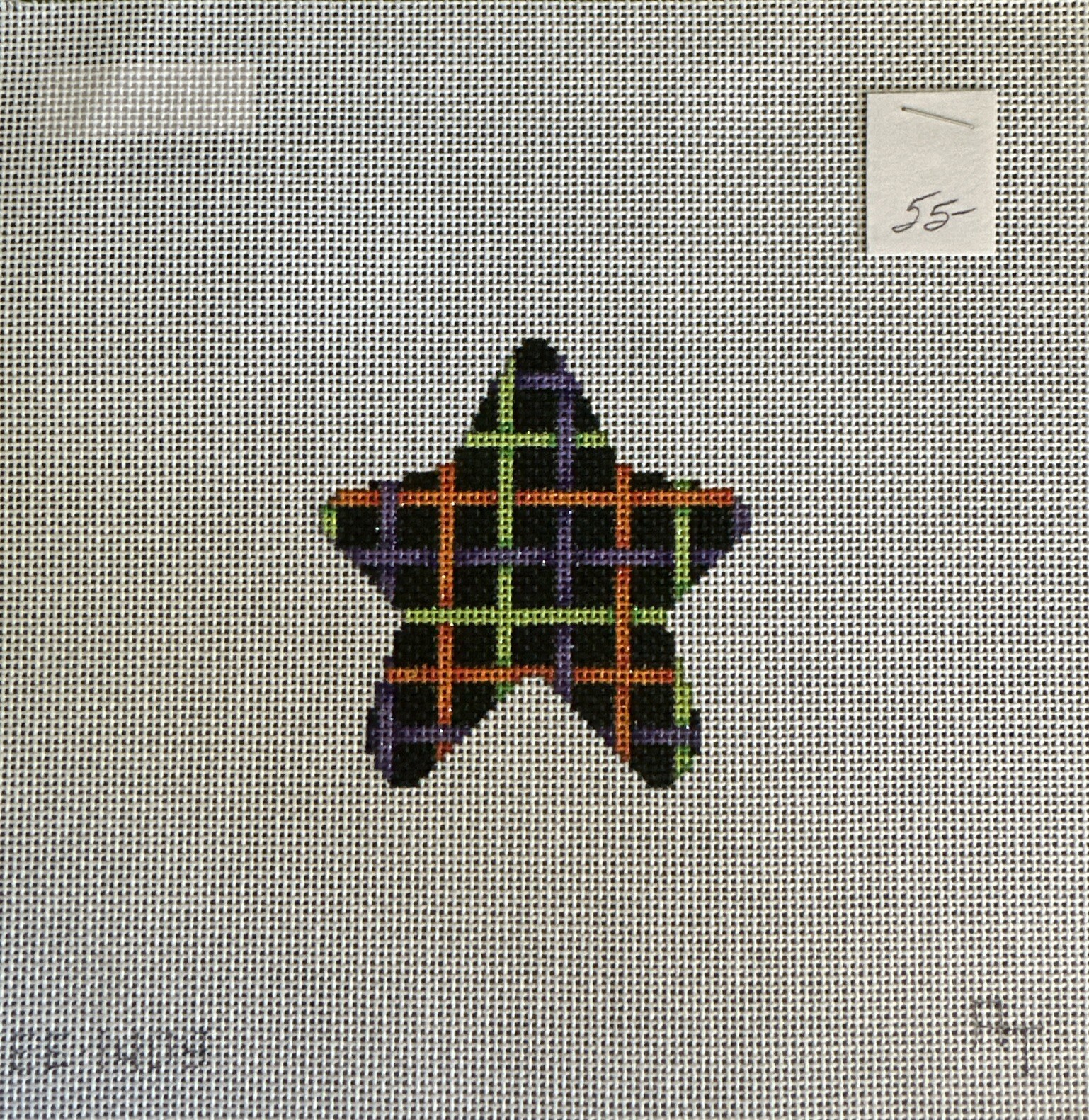Handpainted Needlepoint Canvas Crosshatch Star 18ct Associated Talent EE-1409