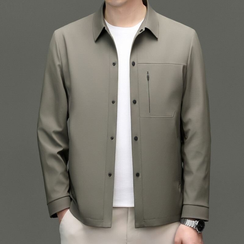 Spring Silk Jacket Men's Korean Casual Jacket Youth Tops Business Loose Overcoat