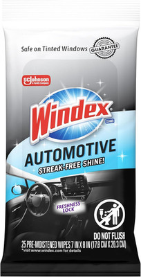 Windex Auto Wipes for Car Windows, Mirrors and Screens, Pre-Moistened Car Cleane