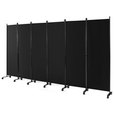New 6-Panel Folding Room Divider 6 FT Rolling Privacy Screen with Lockable Home