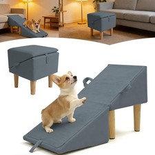 Split Ottoman Dog Ramp for Couch and Low Bed, 2-in-1 Foldable Dog Stairs for ...