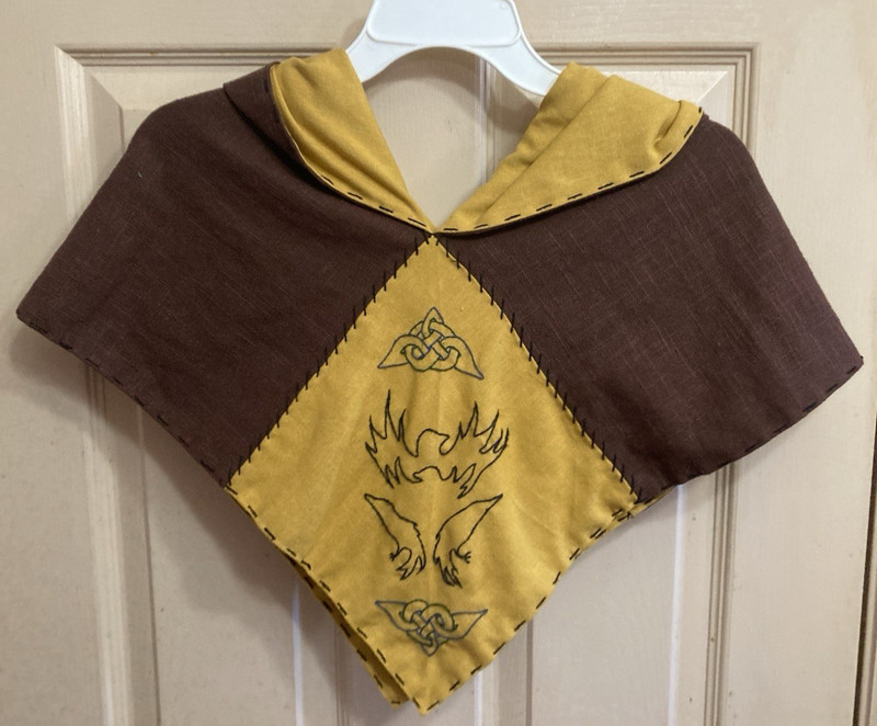 Ren Fair Medieval Viking Knot Norse Hood Skjoldehamn Raven Reversible LARP SCA
