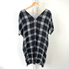 Madewell  XXS Zip Front Dress Short Sleeve Shift Buffalo Sketch Check Black