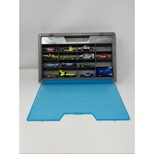 Hot Wheels Carrying Case with Assorted Die-Cast Cars - Gray & Blue