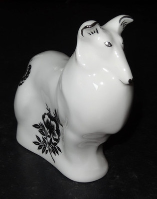 ROYAL CROWN DERBY SELTEN SCHWARZ & WEISS ROUGH COLLIE HUND FIGUR BRIEFBESCHWERER 2008