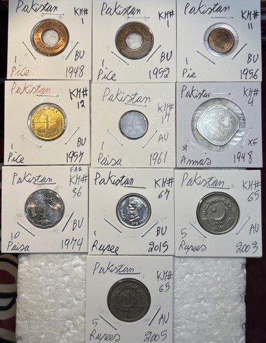 1948 - 2015 Pakistan 1 Pice To 5 Rupees XF - BU Condition 10 Coin Lot