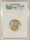 1935 BUFFALO NICKEL, DDR, FS-801 DIE 1 - ANACS VF-20 DETAILS, CLEANED! PQ!