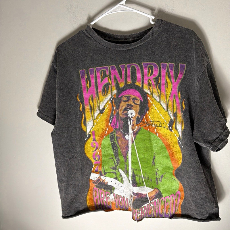 Ripple Junction Jimi Hendrix Gray Graphic Crew Neck Short Sleeve T-Shirt L