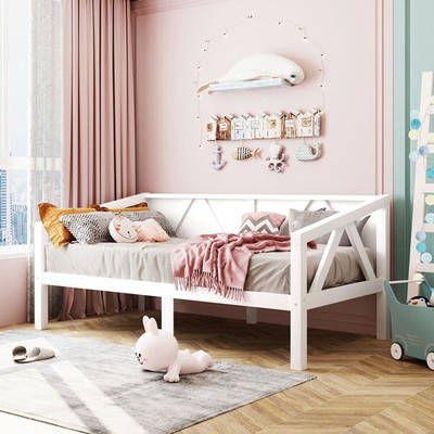Twin Size Daybed White Solid Wood MultiFunctional Sofa Bed with Underbed Storage