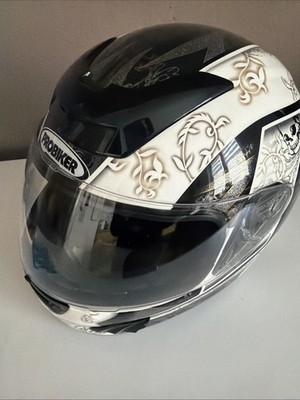 Motorrad Helm Probiker Gr. M Weiß Schwarz Glitzer Muster Sehr Guter Zustand
