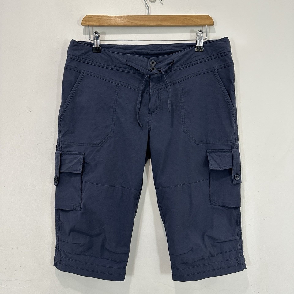 Kathmandu Cargo Shorts Women AU 12 (34 in Waist) Blue Nylon Blend Stretch