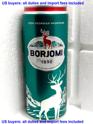 Empty Soda Can BORJOMI Mineral Water 330 ml. Georgia 2024 Bottom Open