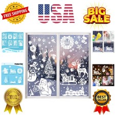 Christmas Window Clings, 167pcs White Xmas Window Sticker 8 Sheets Snowflakes...