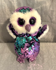 Ty Flippables Moonlight Purple & Teal Sequin Owl Plush Toy.
