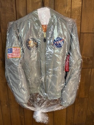 Alpha Industries MA-1 NASA Apollo XIII Flight Jacket Silver Medium
