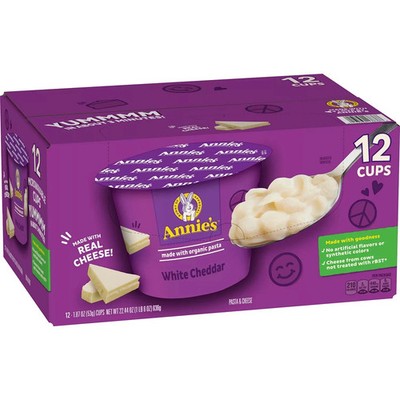 Annie's Shells and White Chaddar Mac and Cheese Cups, 12 pk.