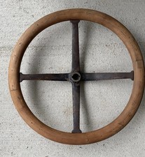 Antique Wooden Steering Wheel Cast Iron Truck Car 16