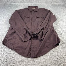 Dockers Outdoor Mens Medium Brown Long Sleeve Button Down Utility Shirt 3875