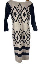 River Island ASOS Black Beige Faux Leather Pencil Bodycon Midi Dress. US 12