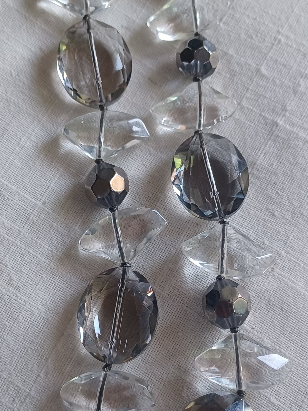 Faceted Bold Crystal Statement Necklace Ribbon Ti… - image 8