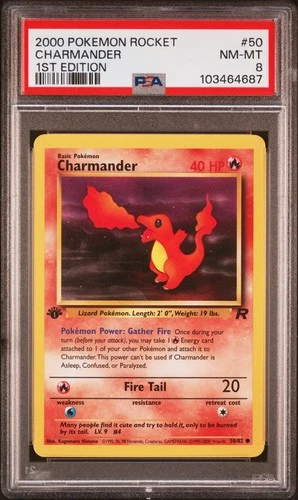 2000 POKEMON ROCKET 1ST ED #50 CHARMANDER PSA 8