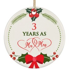 3rd Anniversary Ornament 3 Years As Mr Mrs Christmas Ornament Keepsake Gift