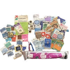 Vintage Sewing Supplies Bundle Of Snap Fasteners Hooks Eyes Loops & Misc.