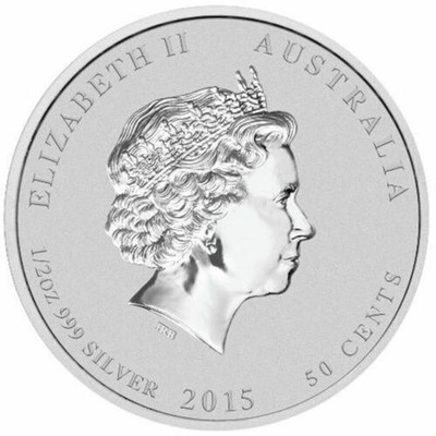 2015年 オーストラリア 50セント 羊 エリザベス NGC MS70 2015 Australia Lunar Year of the Goat 1/2 oz .9999 Fine Silver