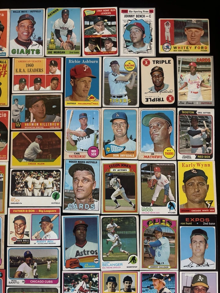 1958-81 Topps GOAT HOF RC LOTE (44) Mickey Mantle Aaron Mays Maris Ford Berra Yaz Foto 3 de 4